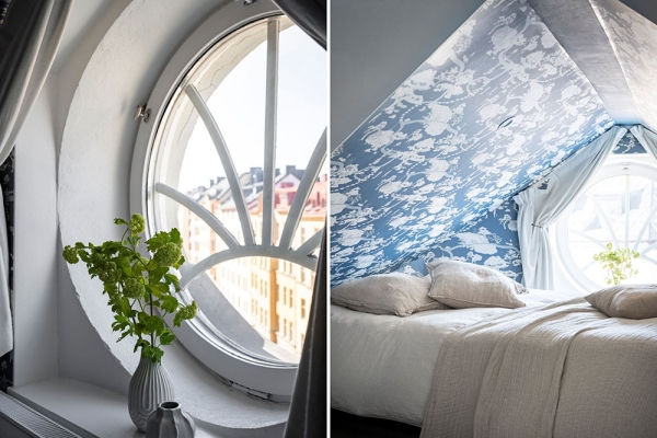 Необычная планировка мансардной квартиры в Швеции (63 кв. м)